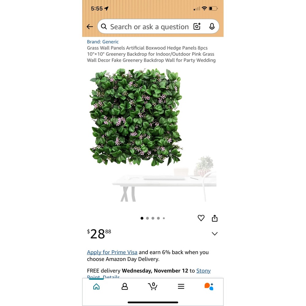 8PCS 10x10 Artificial Boxwood Hedge Greenery Panels‎ Backdrop Wall Decor-NWT